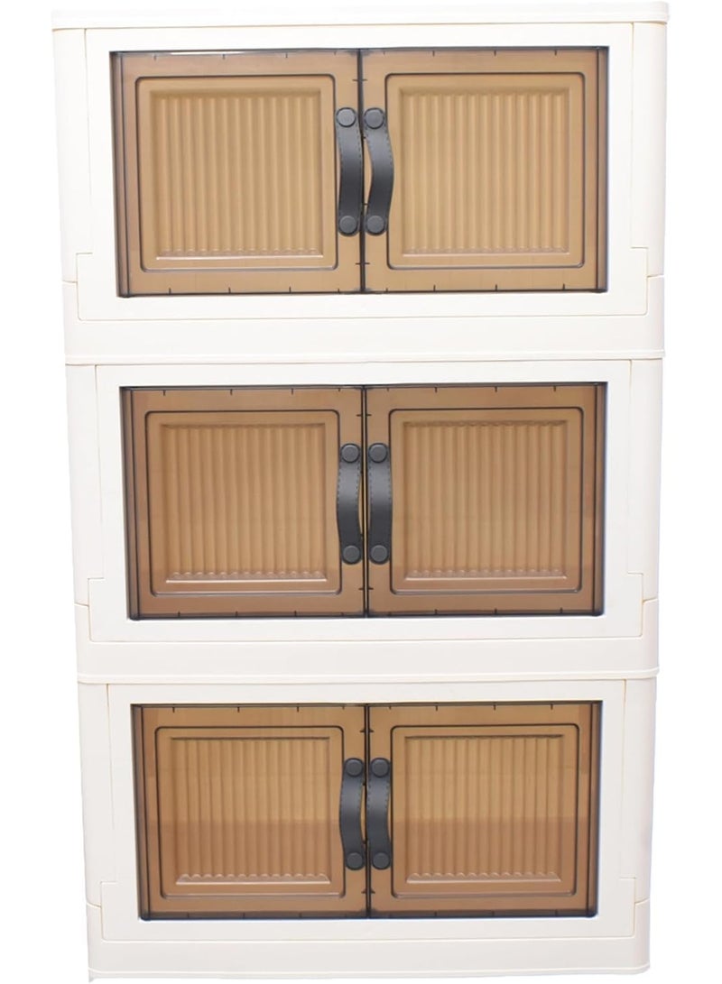 دولاب متعدد الاستخدامات بتخزين ثلاثي – تخزين الملابس، لعب الأطفال، أو مستلزمات المطبخ والمنظفات – بلاستيك عالي الجودة مع عجلات سهلة النقل l - Image 2